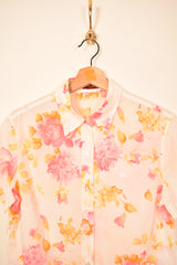 Burberry Vintage Woman Floral Short Sleeve Shirt (M)